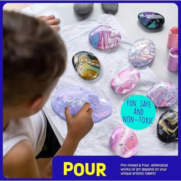 2 in 1 Rock Painting Art Kit - Glow in The Dark Pouring Rock Kit Kids Craft Gift - Picture 10 of 10